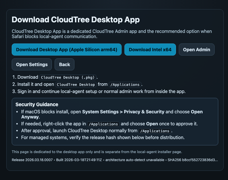 Rendered desktop app download page.